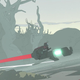A character zooms on a slate gray rocket in the game Sable.